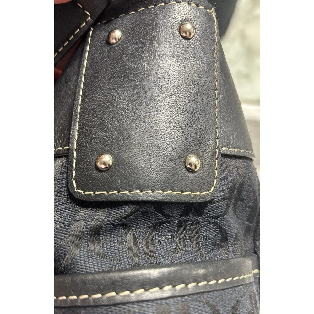 Fossil Vintage Shoulder Bag Black Signature Monogram Jacquard Leather Retro Y2K